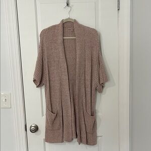 Barefoot Dreams Ribbed Cardigan in Taupe